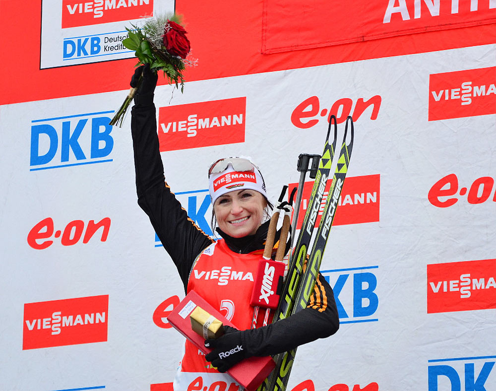 Autogramm Andrea Henkel Biathlon Olympiasiegerin Gesamtweltcup Weltmeisterin VI# 